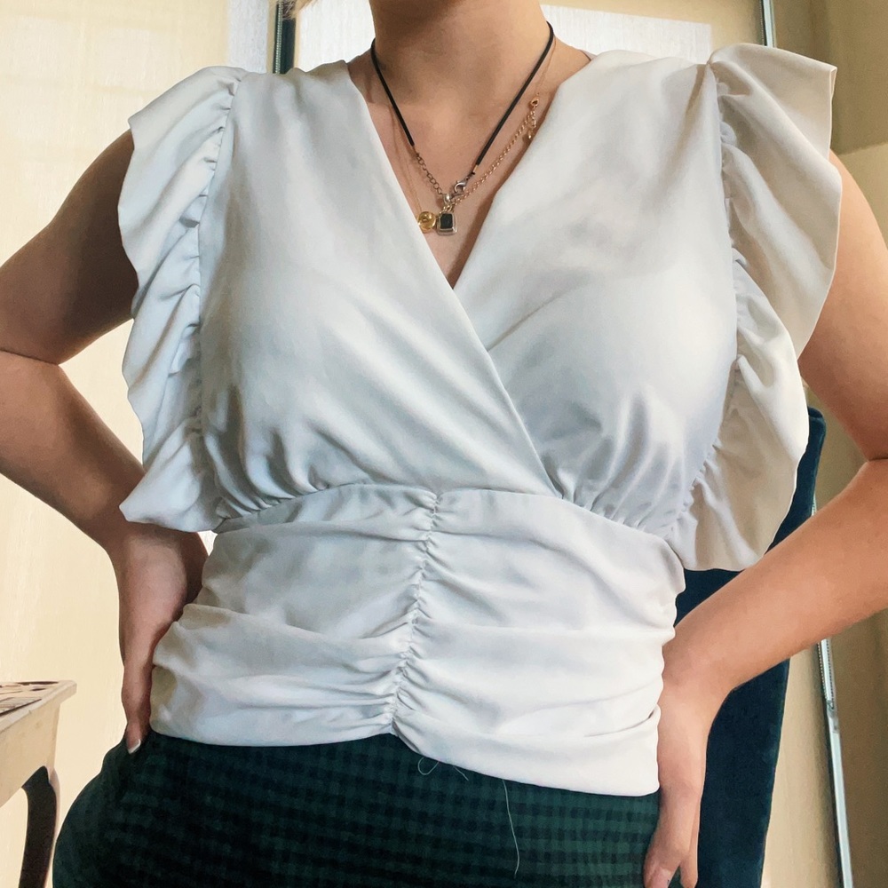 White Ruffle Top